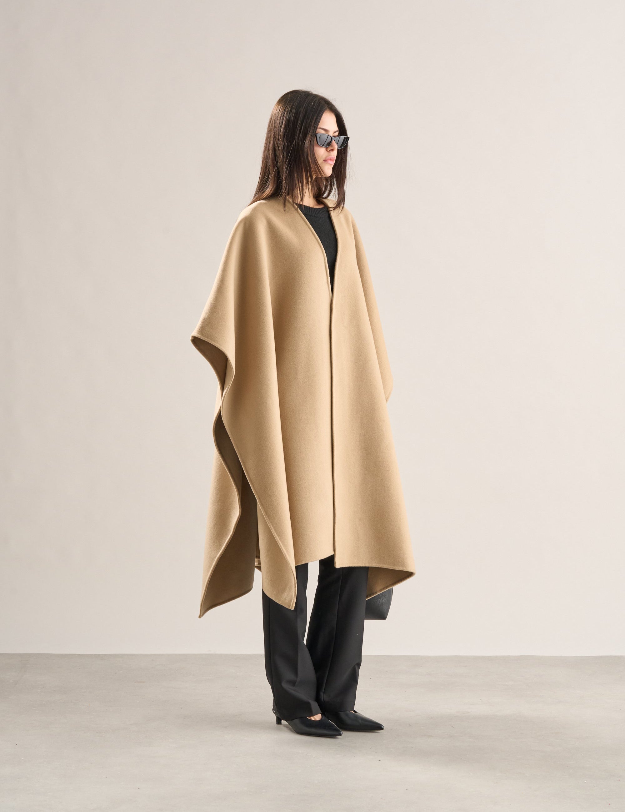 Nova Doublé Cashmere Blend Cape Camel (Long)