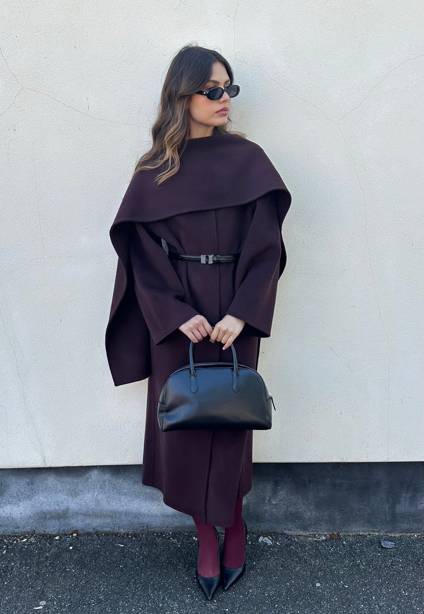 Tala Wool Coat with Scarf Oxblood