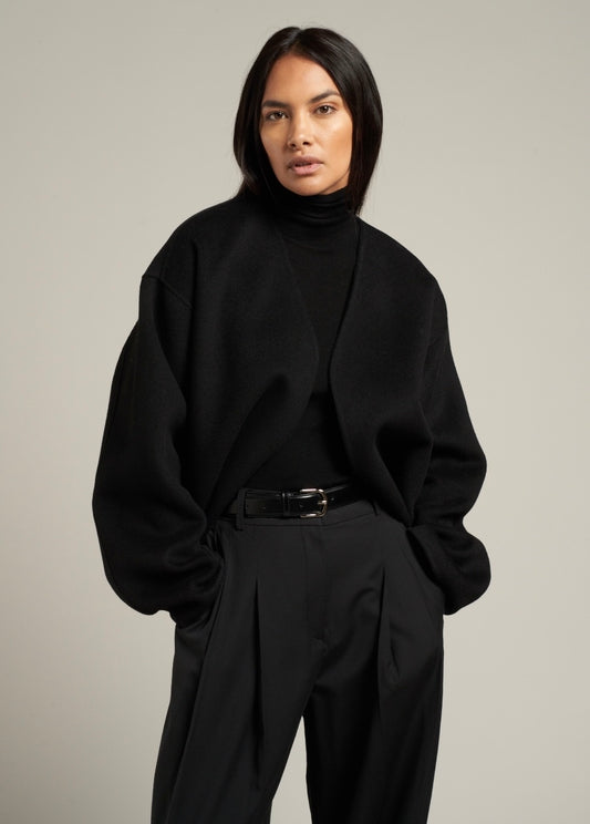 Lana Cropped Wool Jacket Black