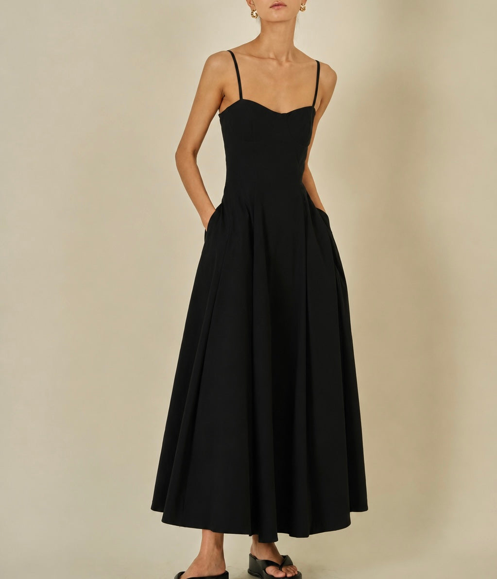 Eloise Cotton Blend Dress Black