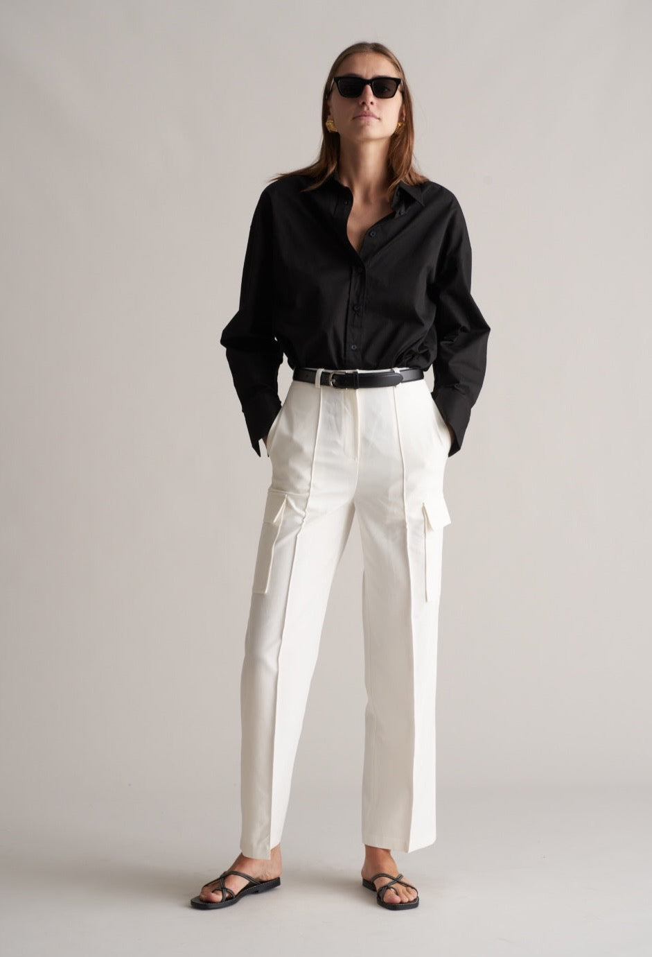 Fina Cargo Trousers Optic White