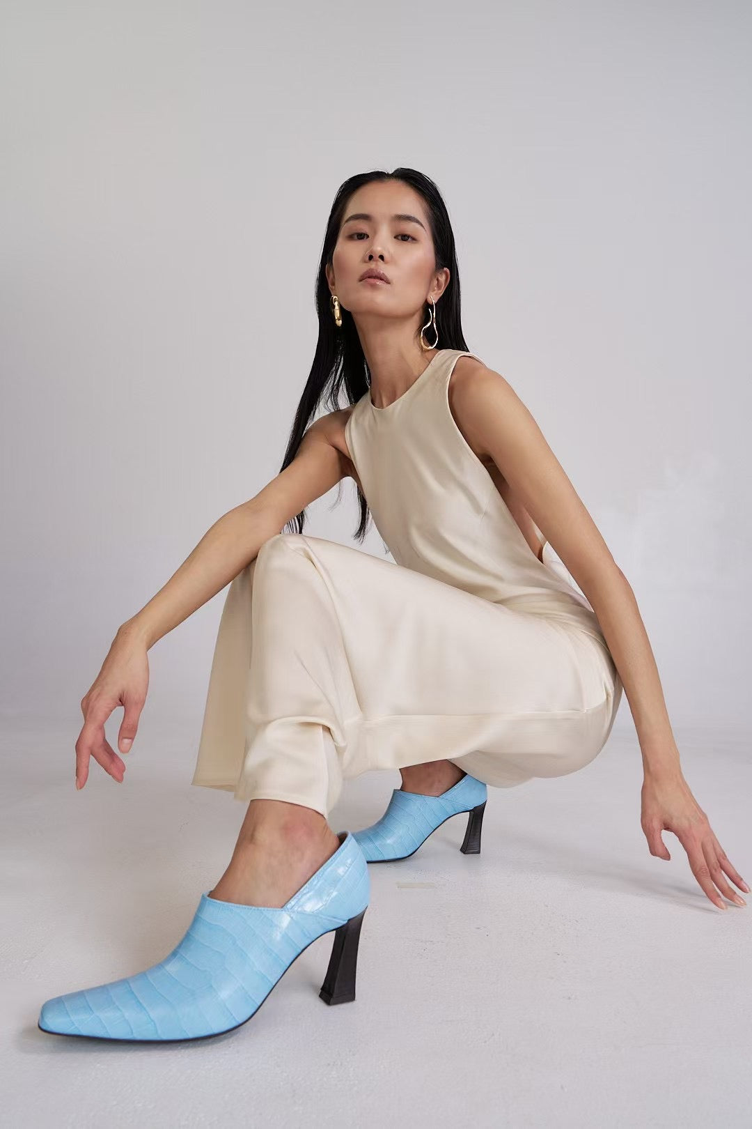 Kao Silky Sleeveless Maxi Dress Ivory