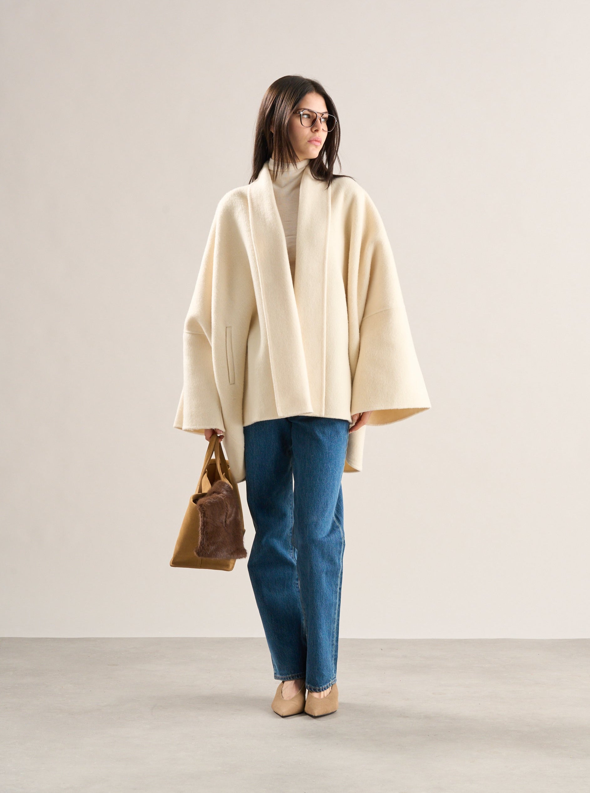 Meo Wool Cape Jacket Ivory