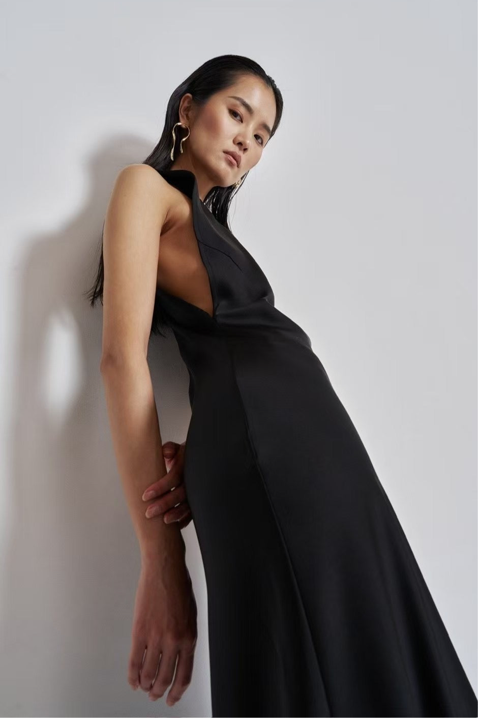 Kao Silky Sleeveless Maxi Dress Onyx