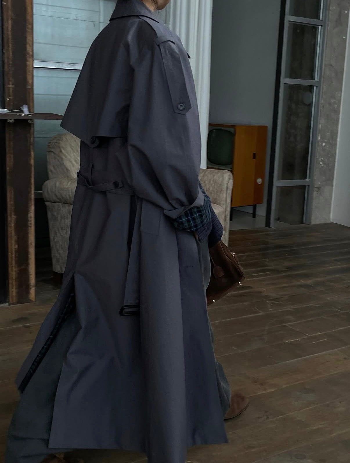 Yvet Double Breasted Trench Coat Ash