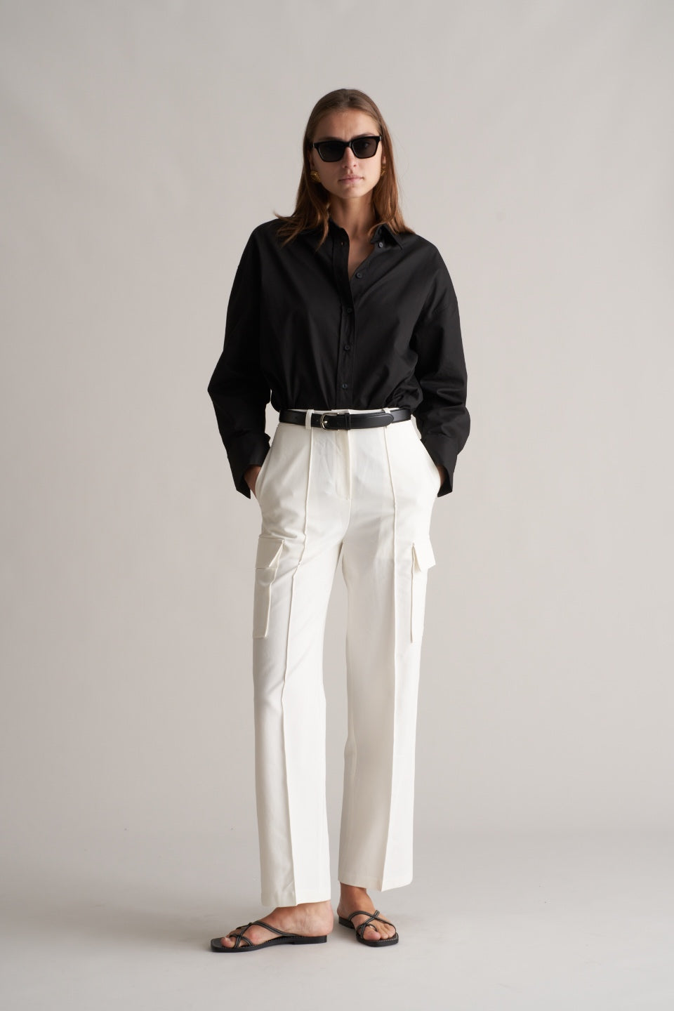 Fina Cargo Trousers Optic White