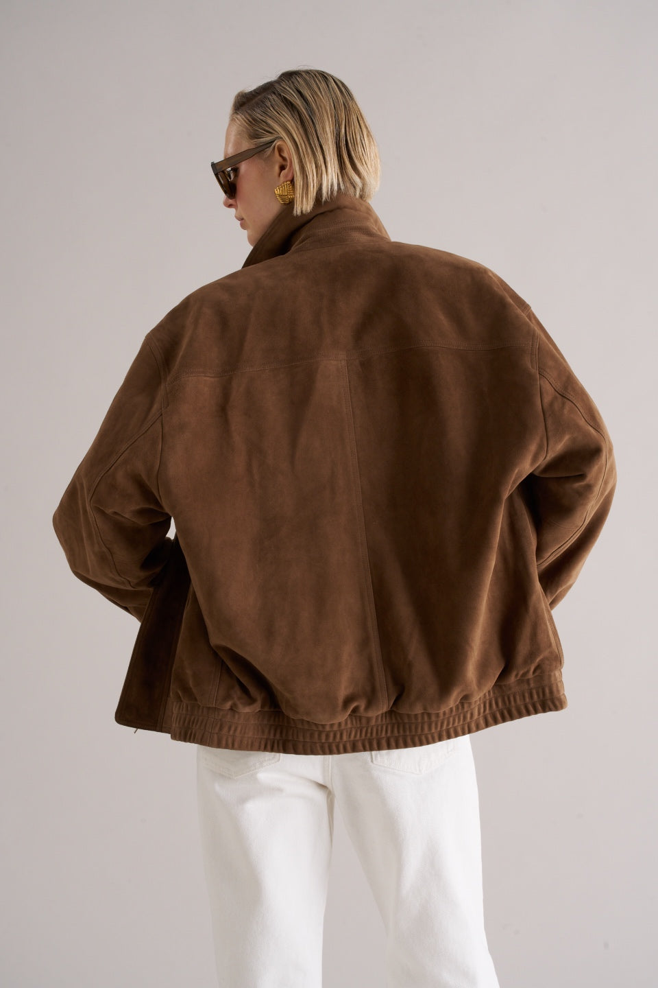 Loye Suede Bomber Jacket Honey