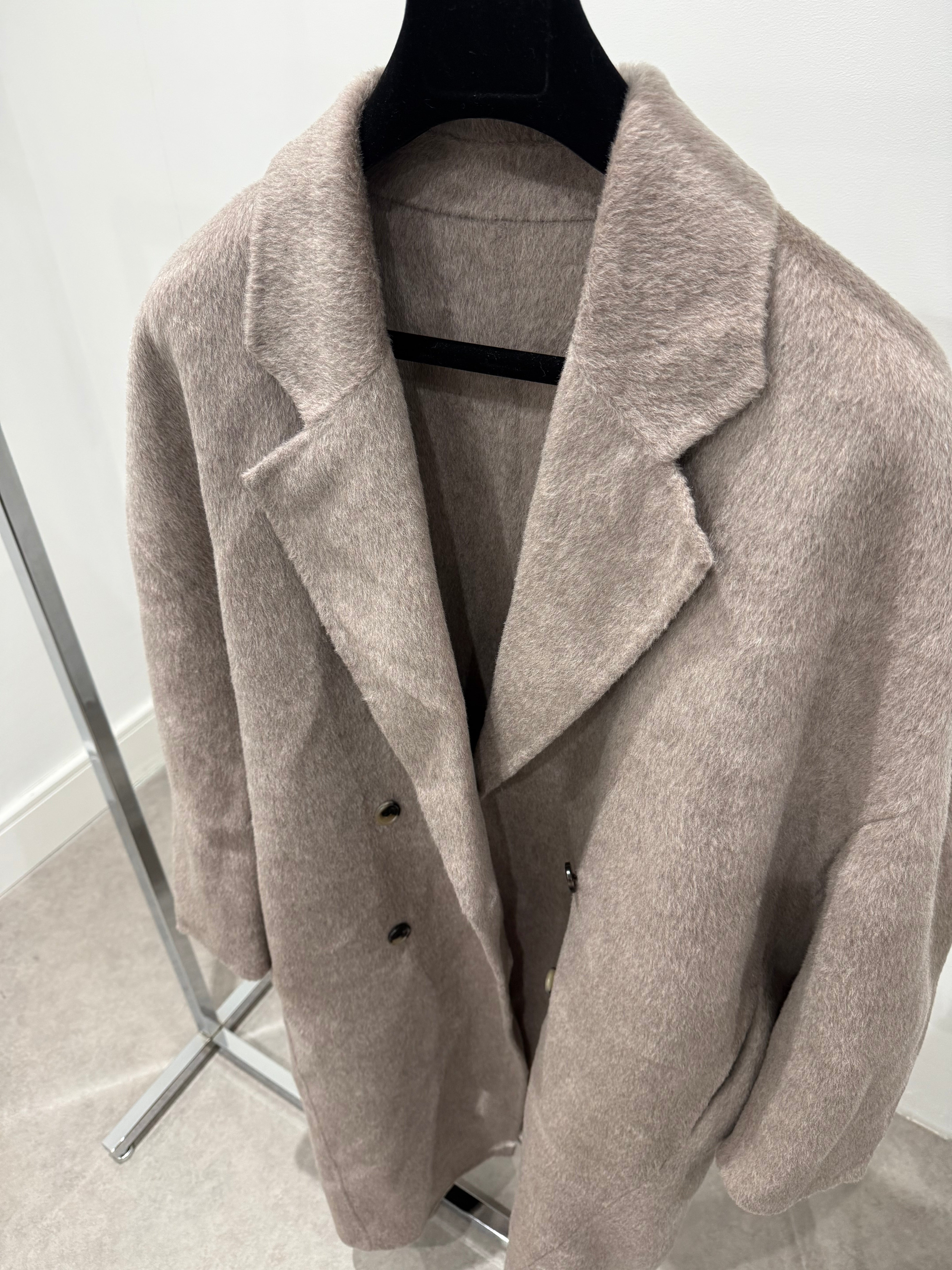 Brushed Wool Coat Taupe