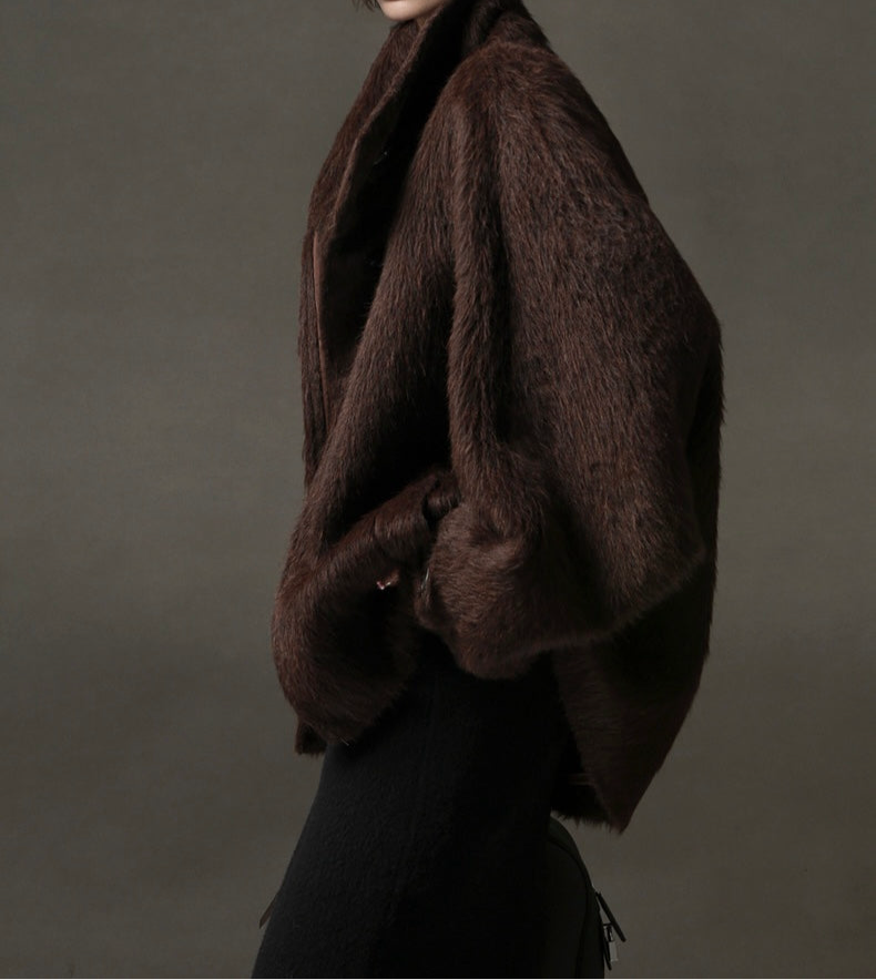 Ava Suri Alpaca Cape Jacket Truffle