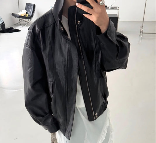 Kendal Faux Leather Bomber Jacket Black