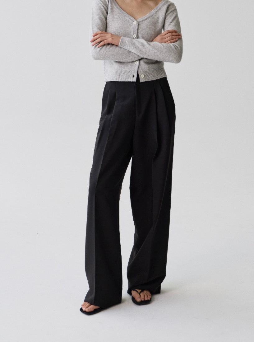 Nola Double Pintuck Trousers Onyx