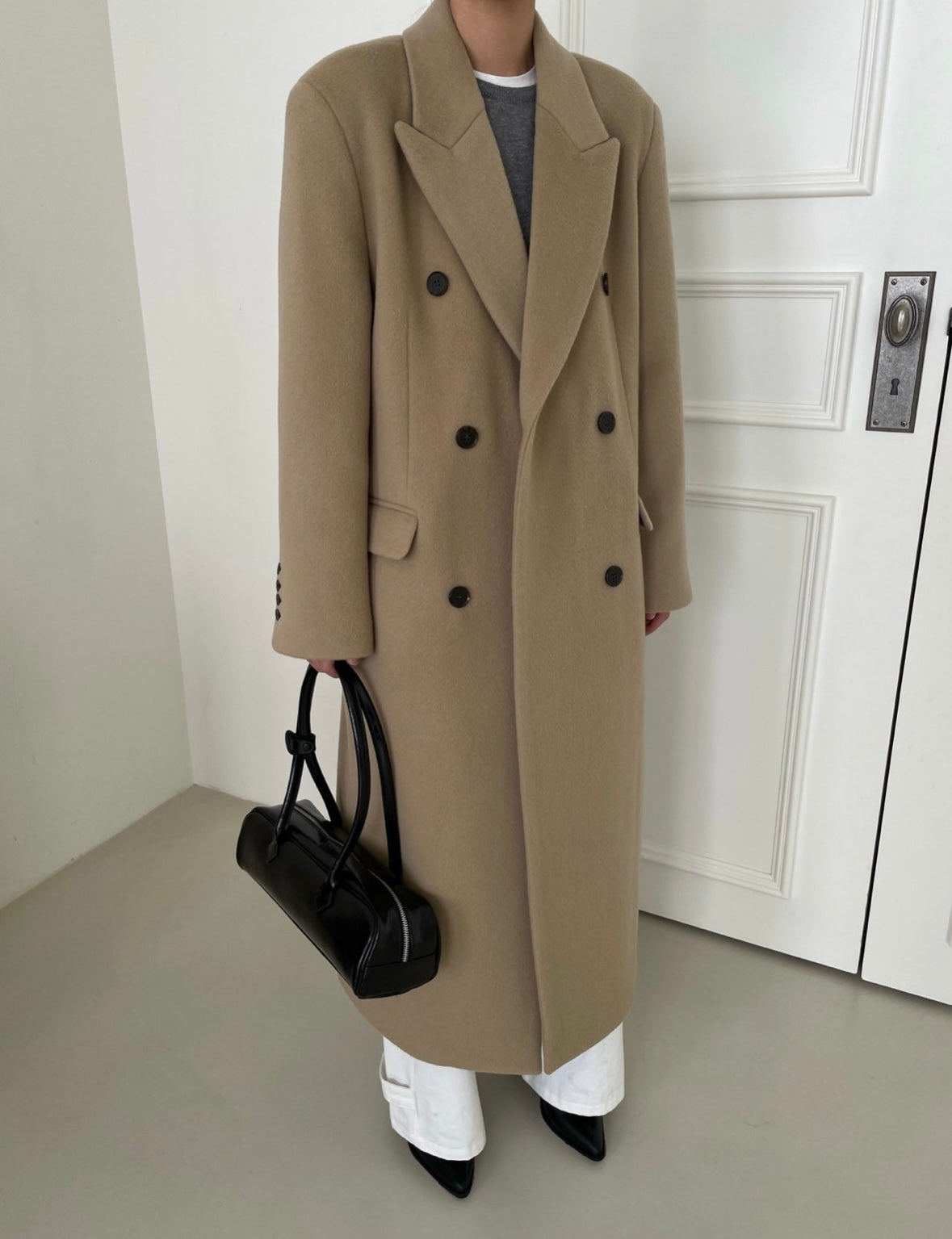 Banie Wool Boyfriend Coat Dune