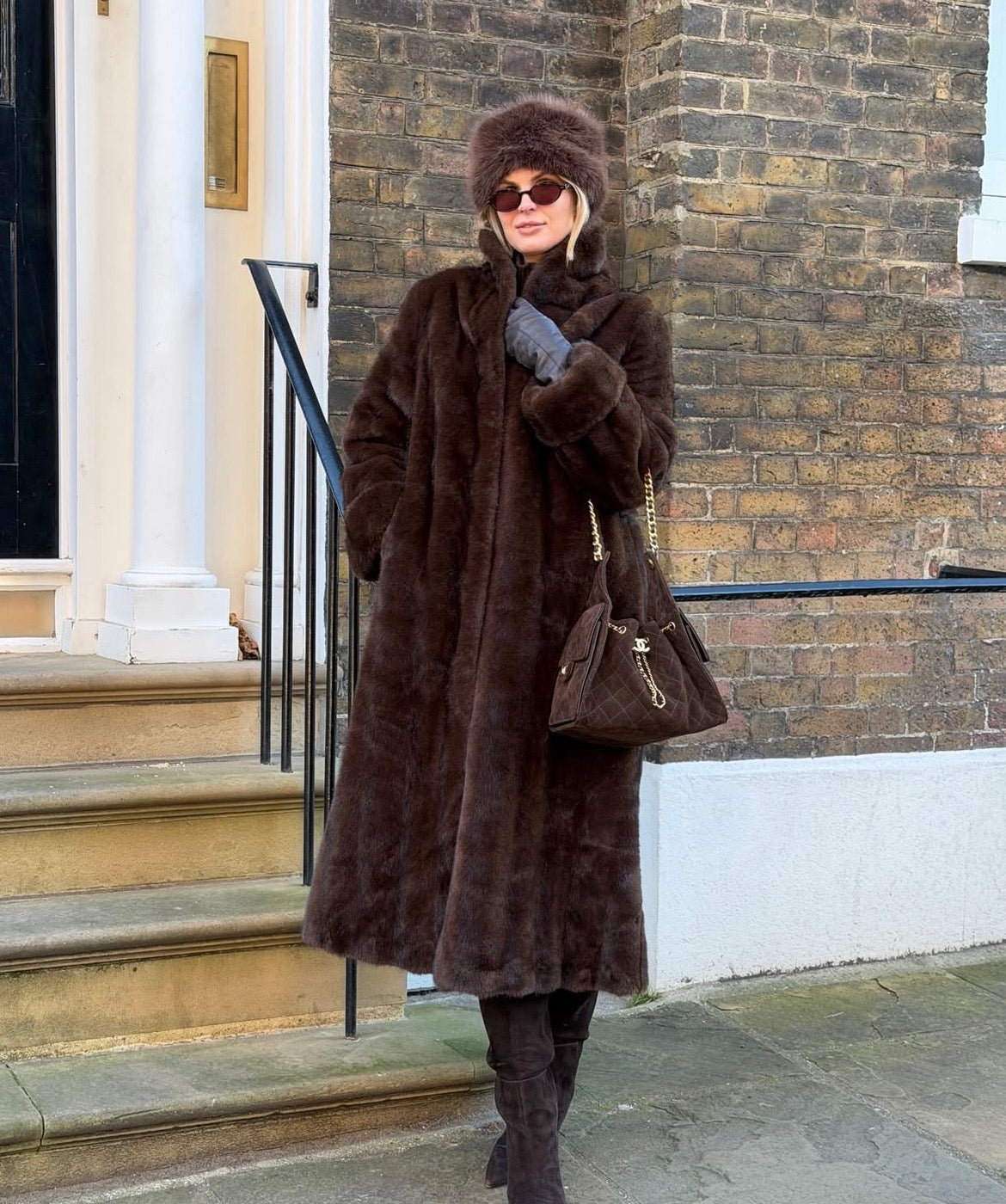 Cloe Faux Fur Coat Walnut