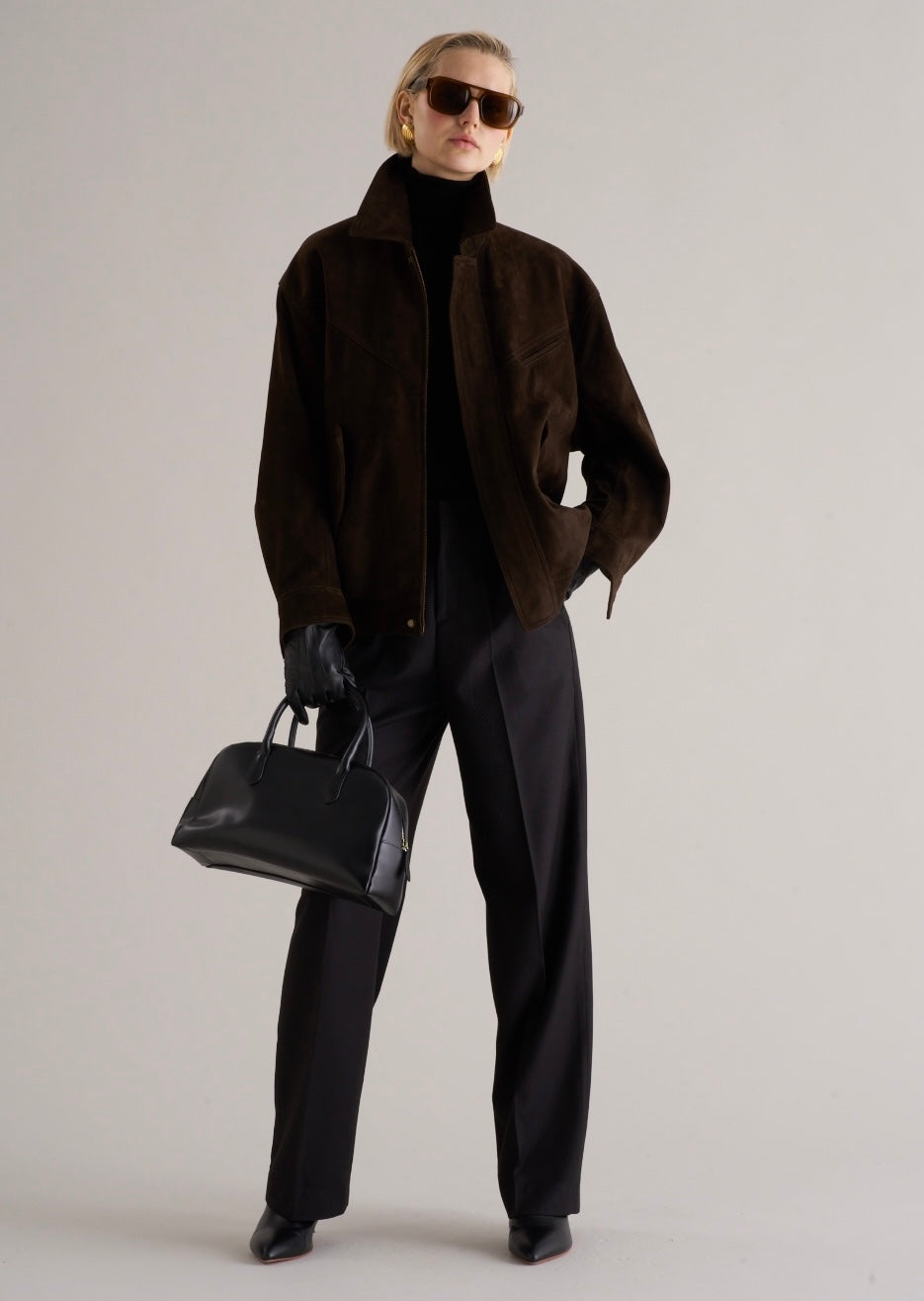 Loye Suede Bomber Jacket Espresso