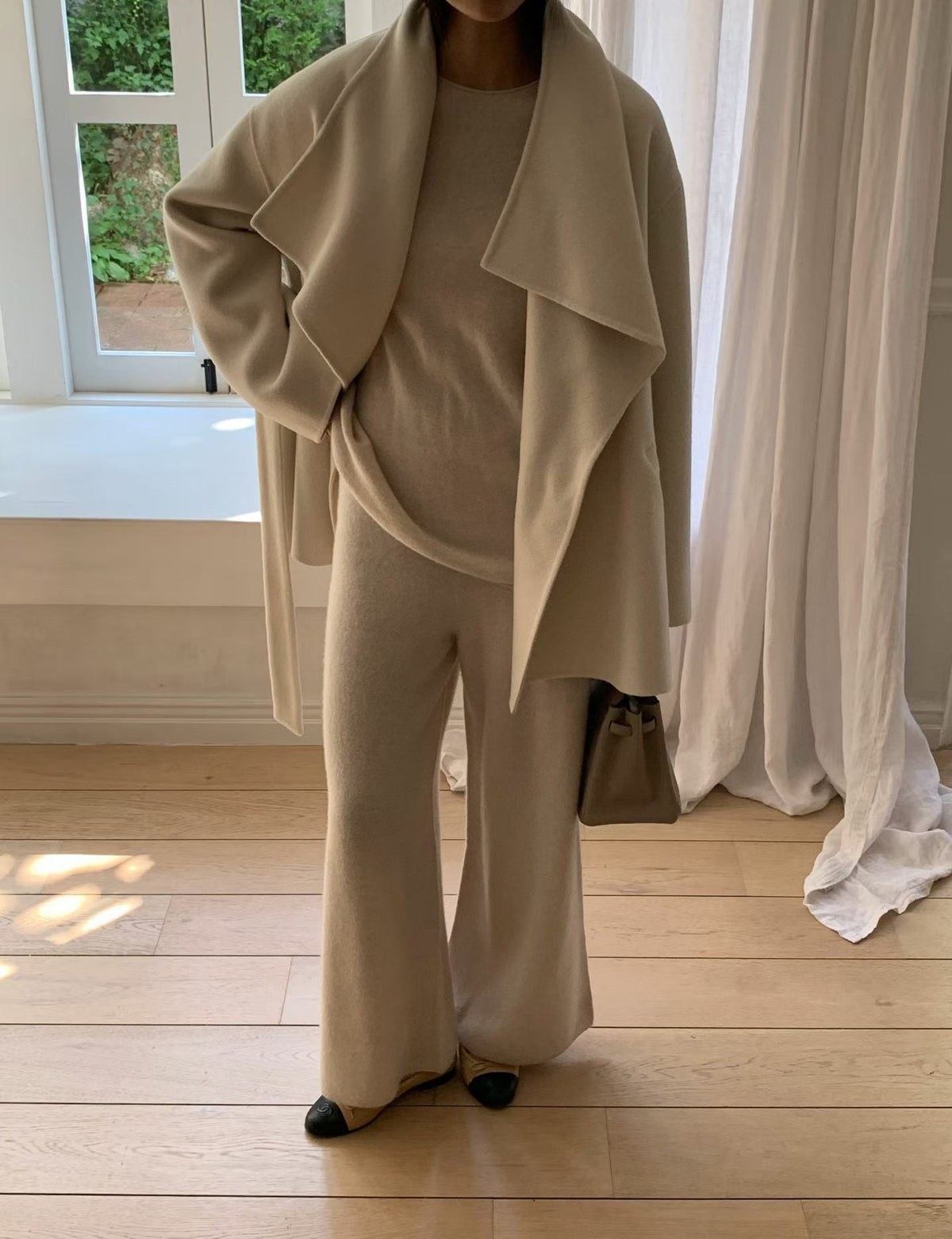 Leesa Cashmere Blend Wrap Jacket Chantilly