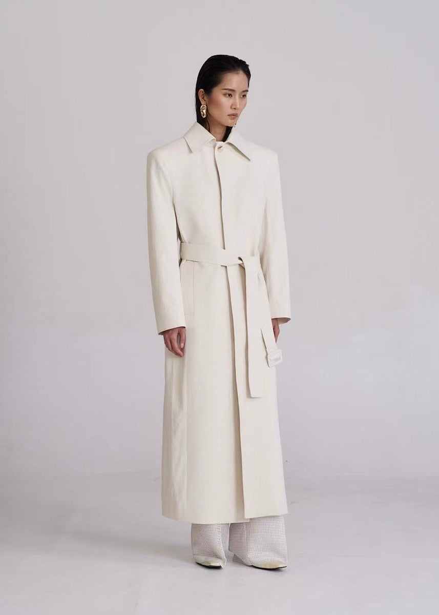 Belsi Single Trench Coat Ivory