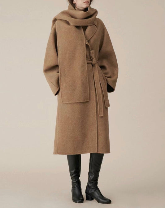Maia Wool Coat With Scarf Camel