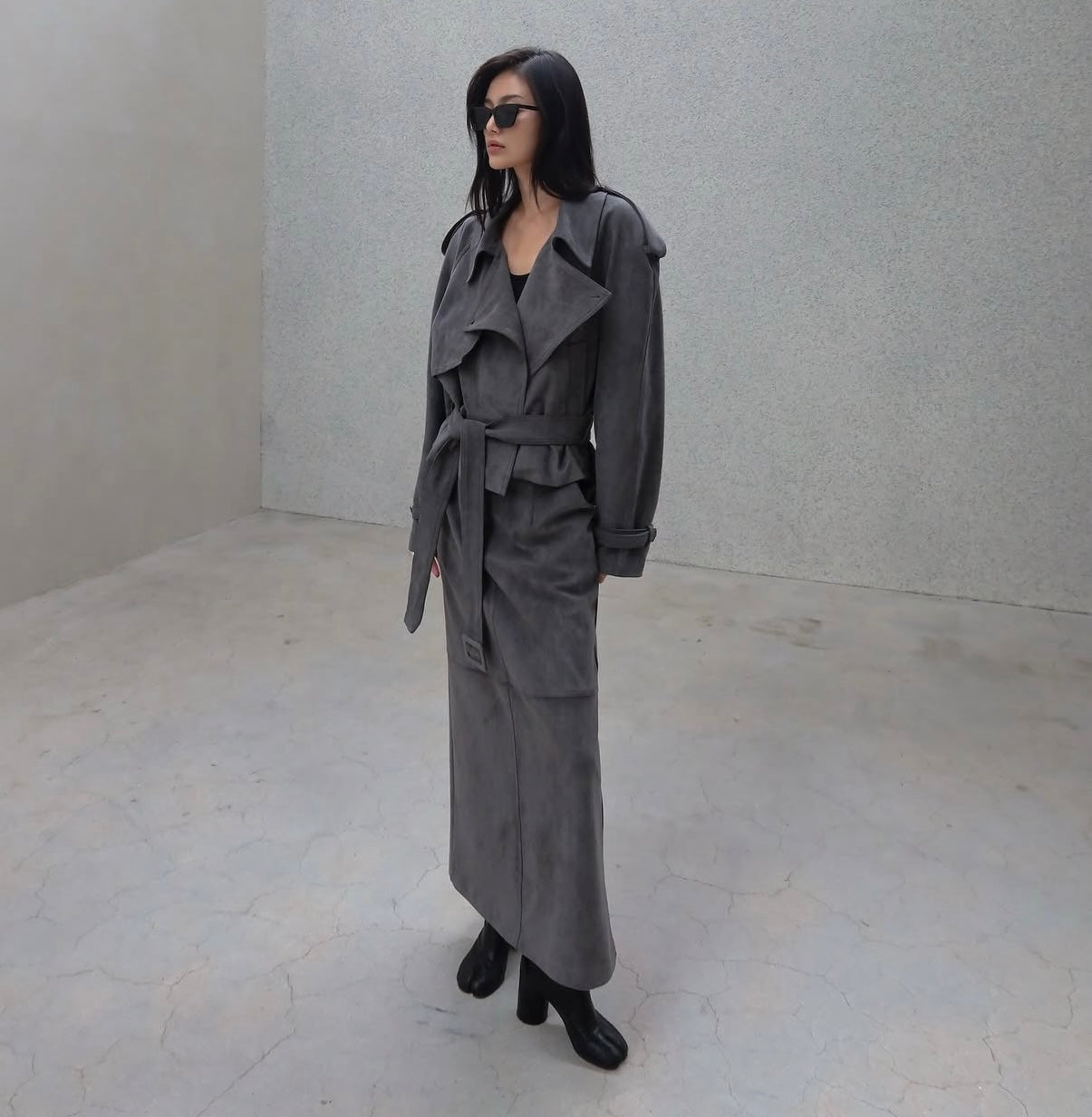 Rhys Faux Suede Pencil Skirt Steel