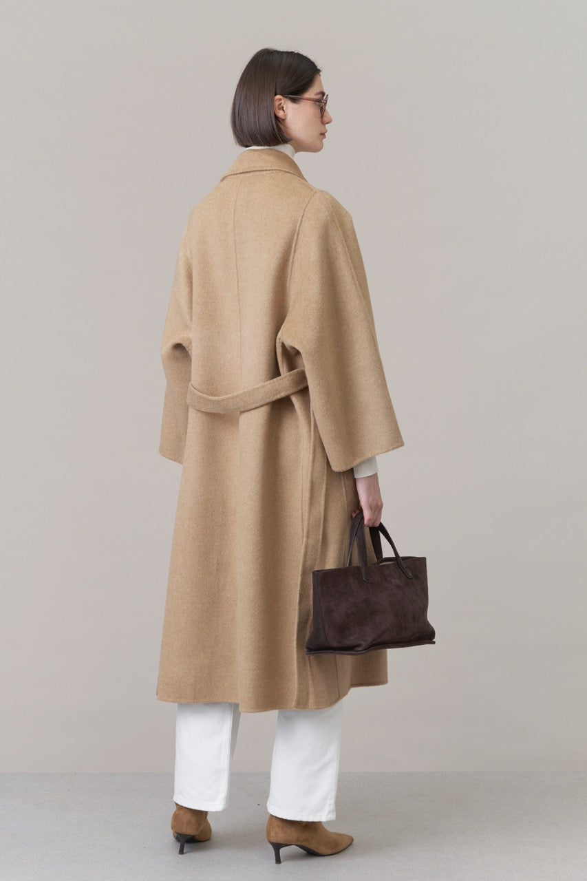 Belted Wool Coat with Scarf Camel