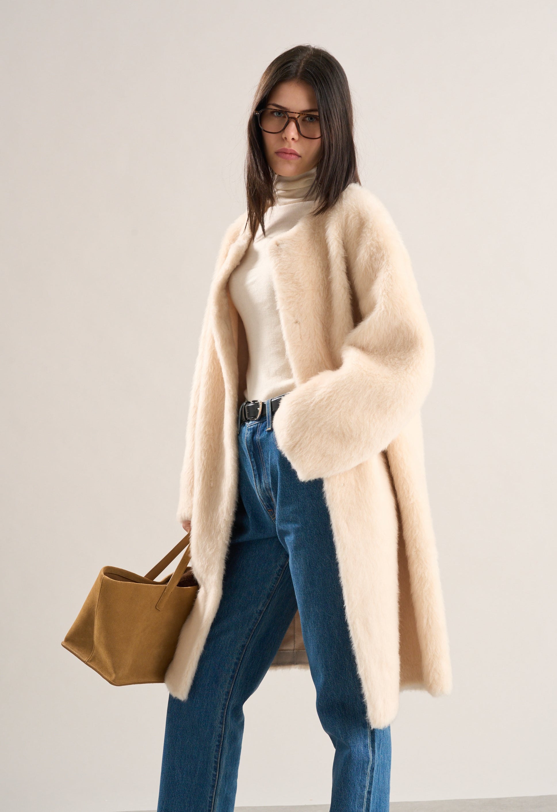 Nora Brushed Wool Coat Snow