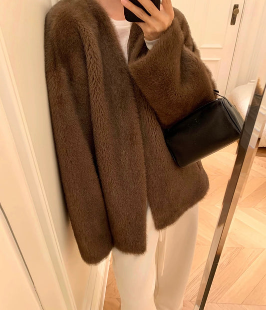Dera Faux Fur Jacket Chocolate
