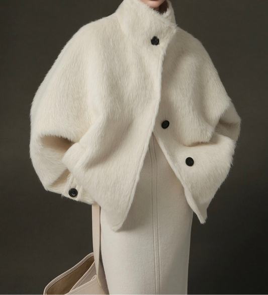 Ava Suri Alpaca Cape Jacket Ivory