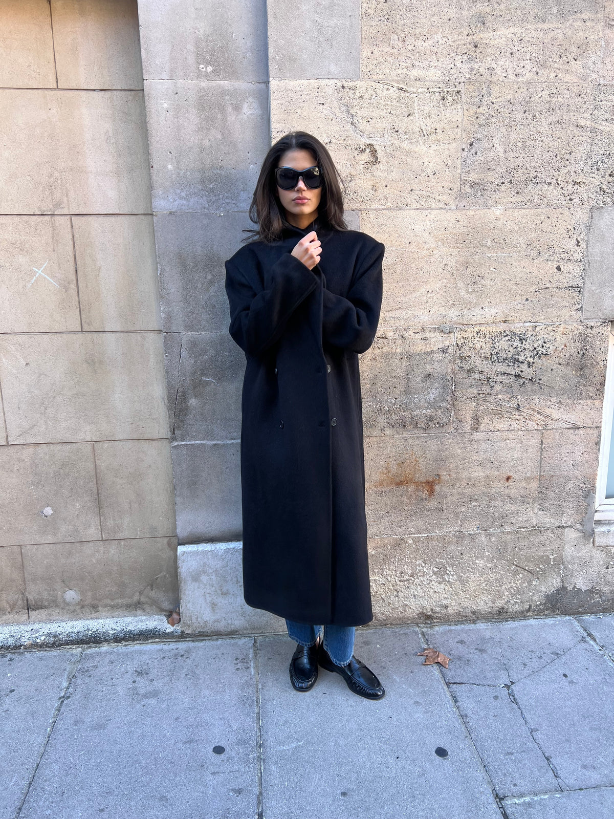 Claye Doublé Boyfriend Coat Onyx
