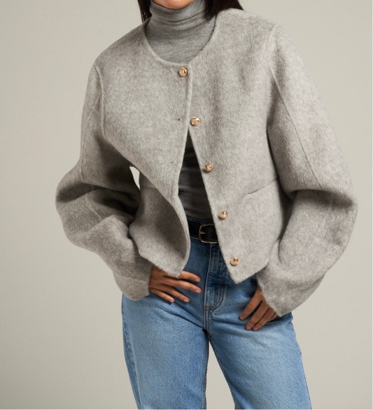 Estra Wool Blouson Jacket Soft Grey Melange