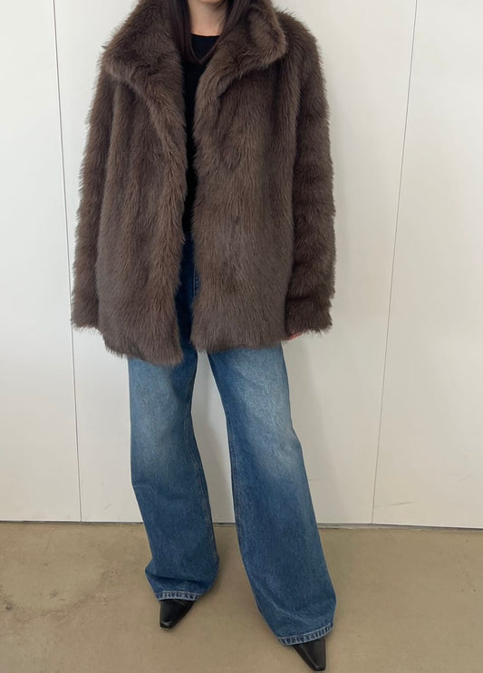 Kera Faux Fur Jacket Chocolate