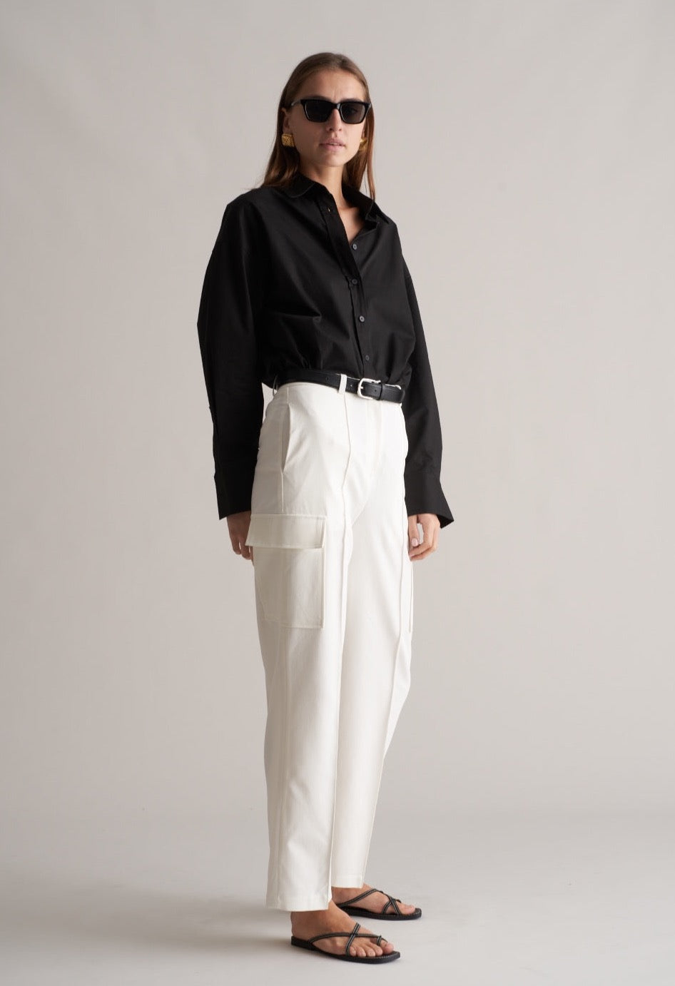 Fina Cargo Trousers Optic White