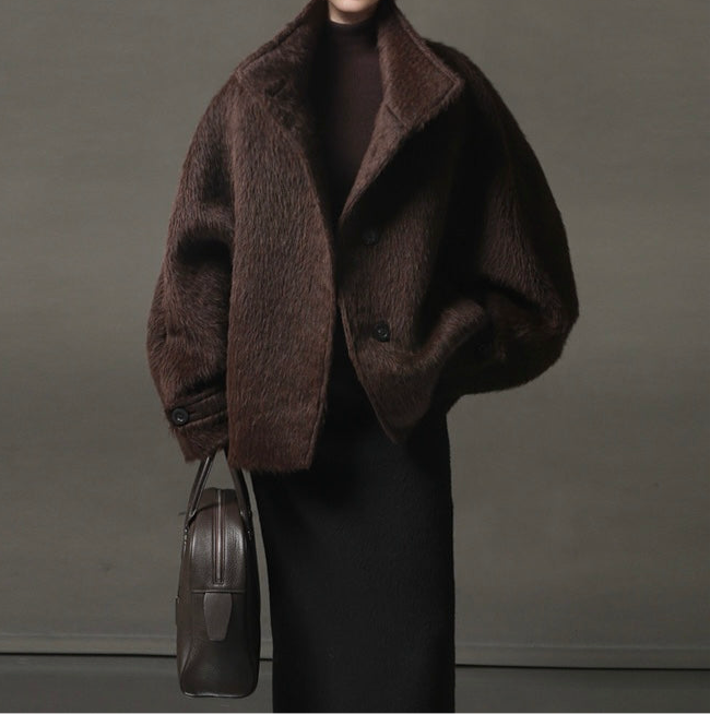 Ava Suri Alpaca Cape Jacket Truffle