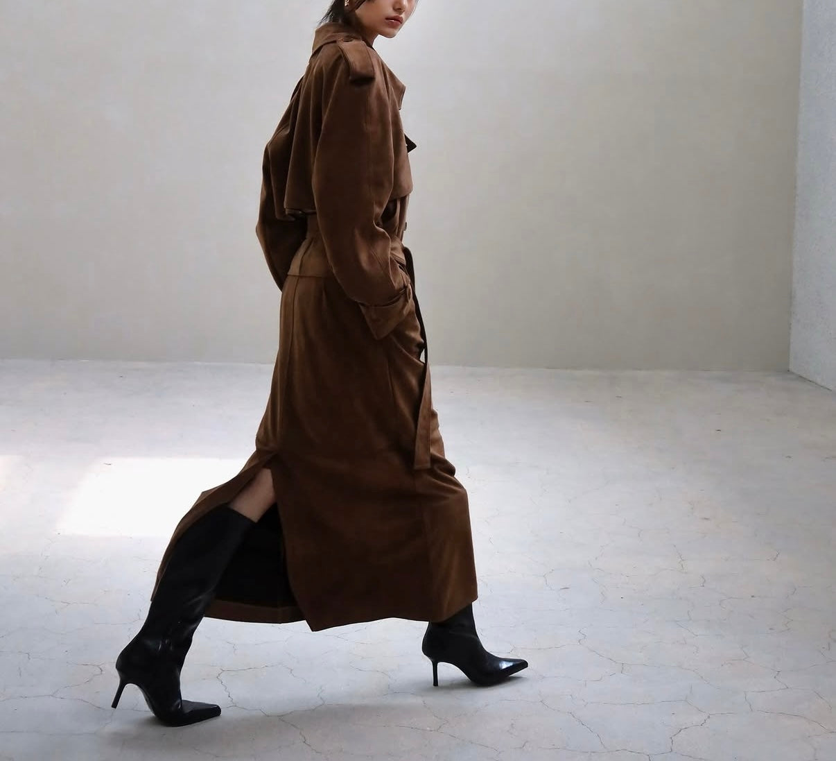 Rhys Faux Suede Pencil Skirt Cognac