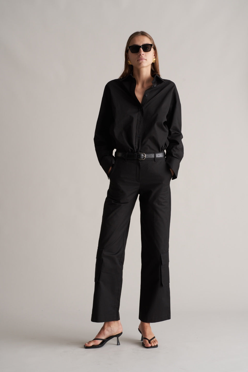 Portia Cotton Cargo Trousers Black