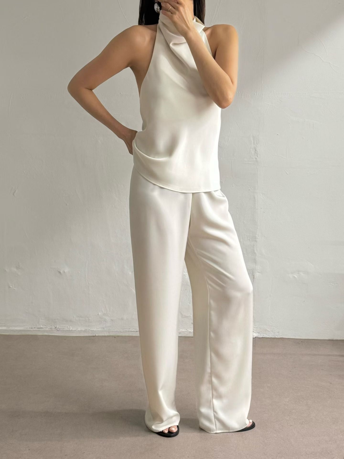 Zax Silky Straight Leg Pants Pearl