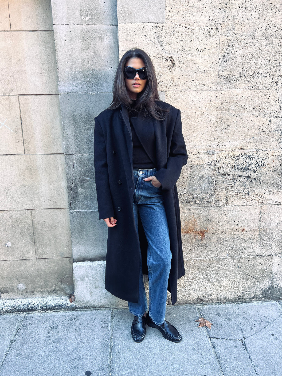 Claye Doublé Boyfriend Coat Onyx