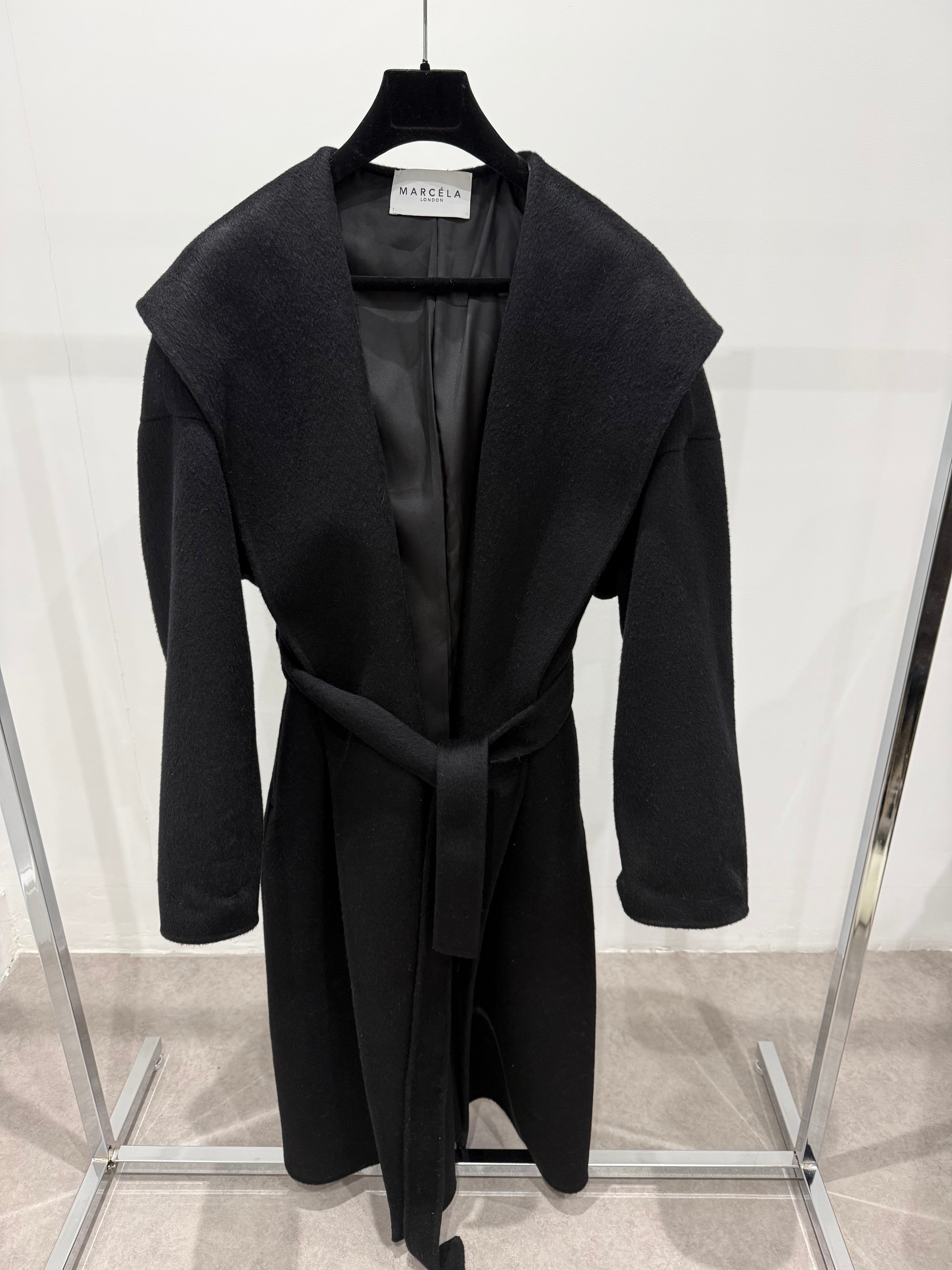 Hooded Wool Coat Black