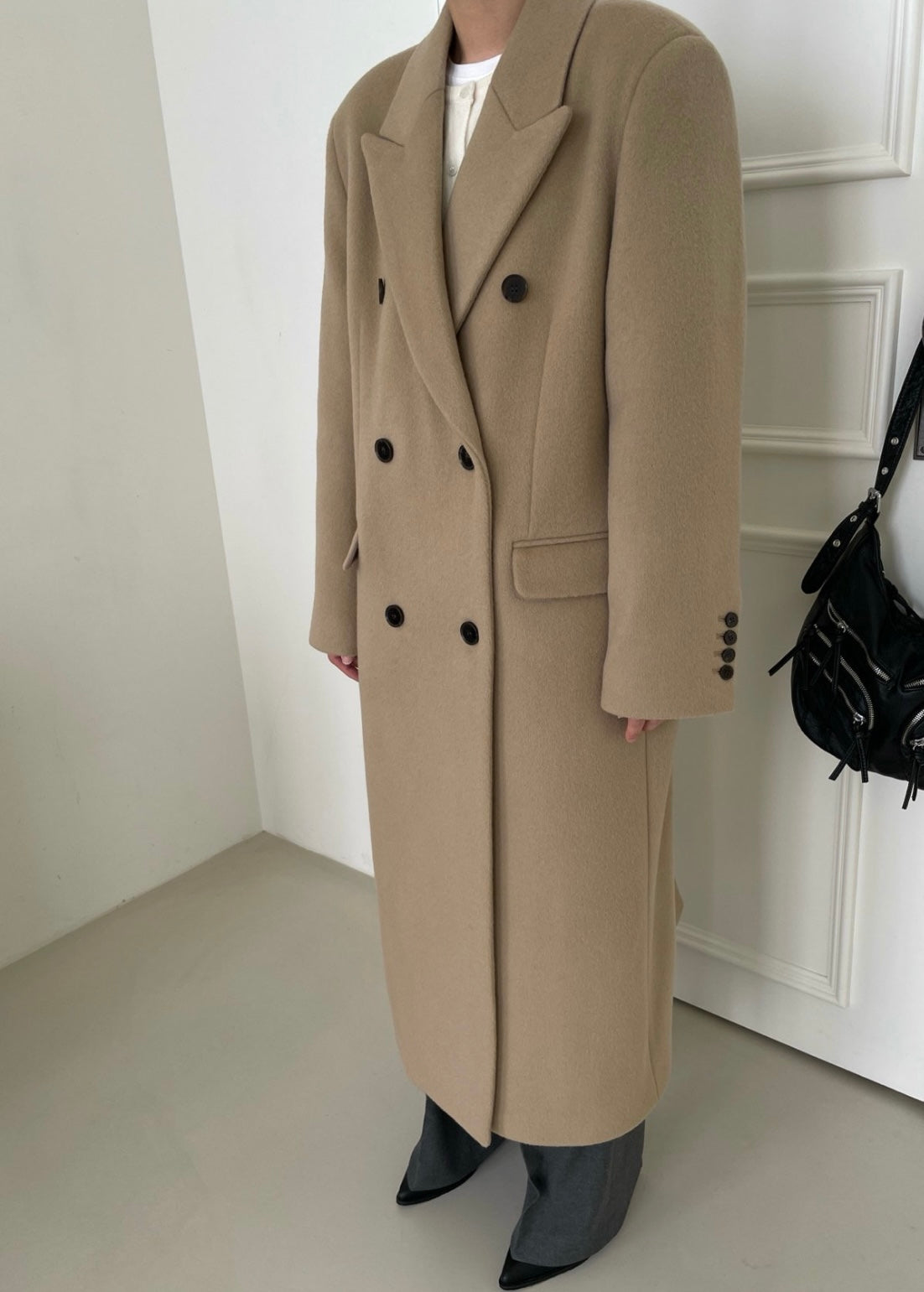 Banie Wool Boyfriend Coat Dune