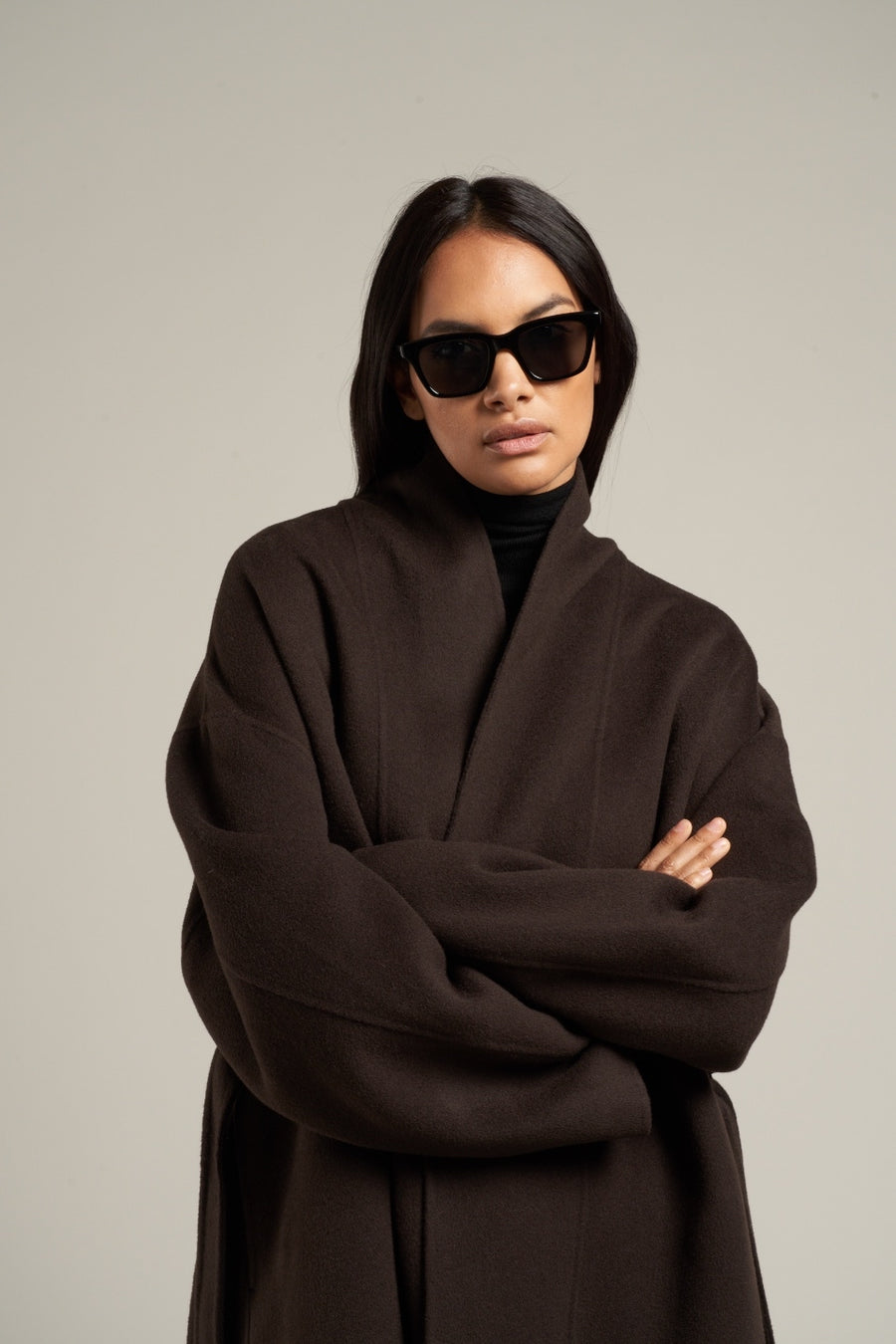 Mir Belted Robe Coat Espresso