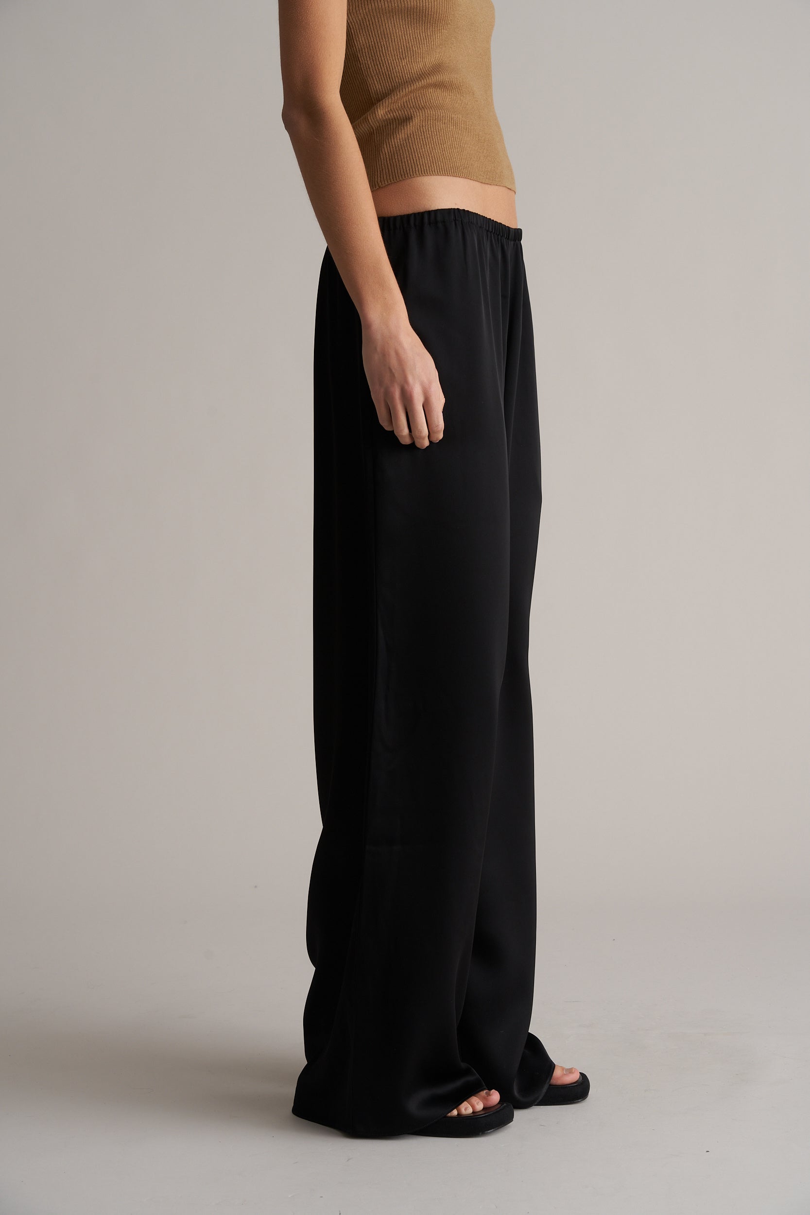 Zax Silky Wide Leg Pants Onyx