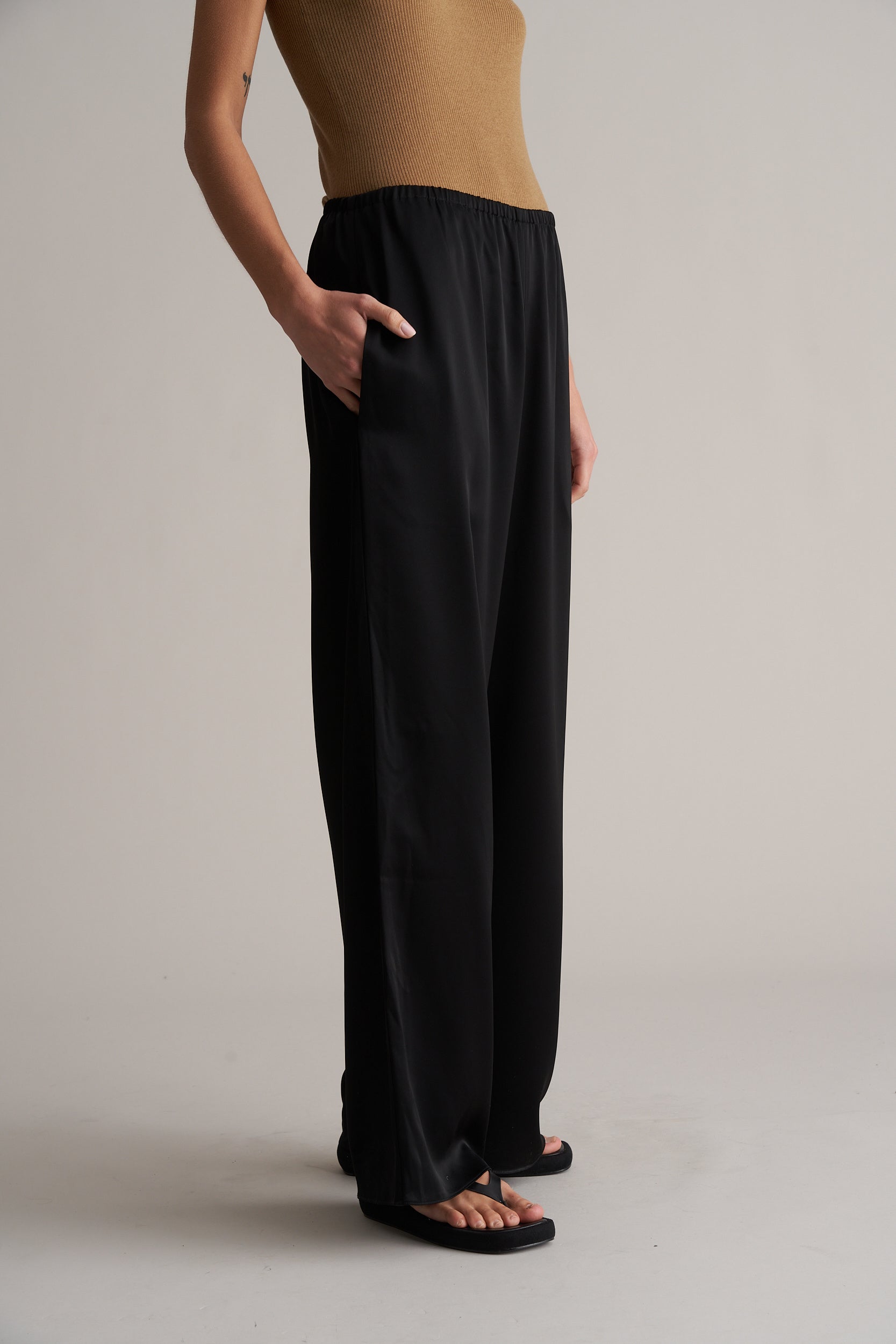 Zax Silky Wide Leg Pants Onyx