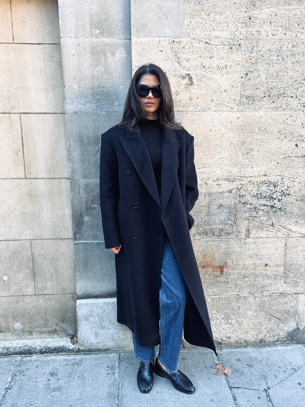 Claye Doublé Boyfriend Coat Onyx