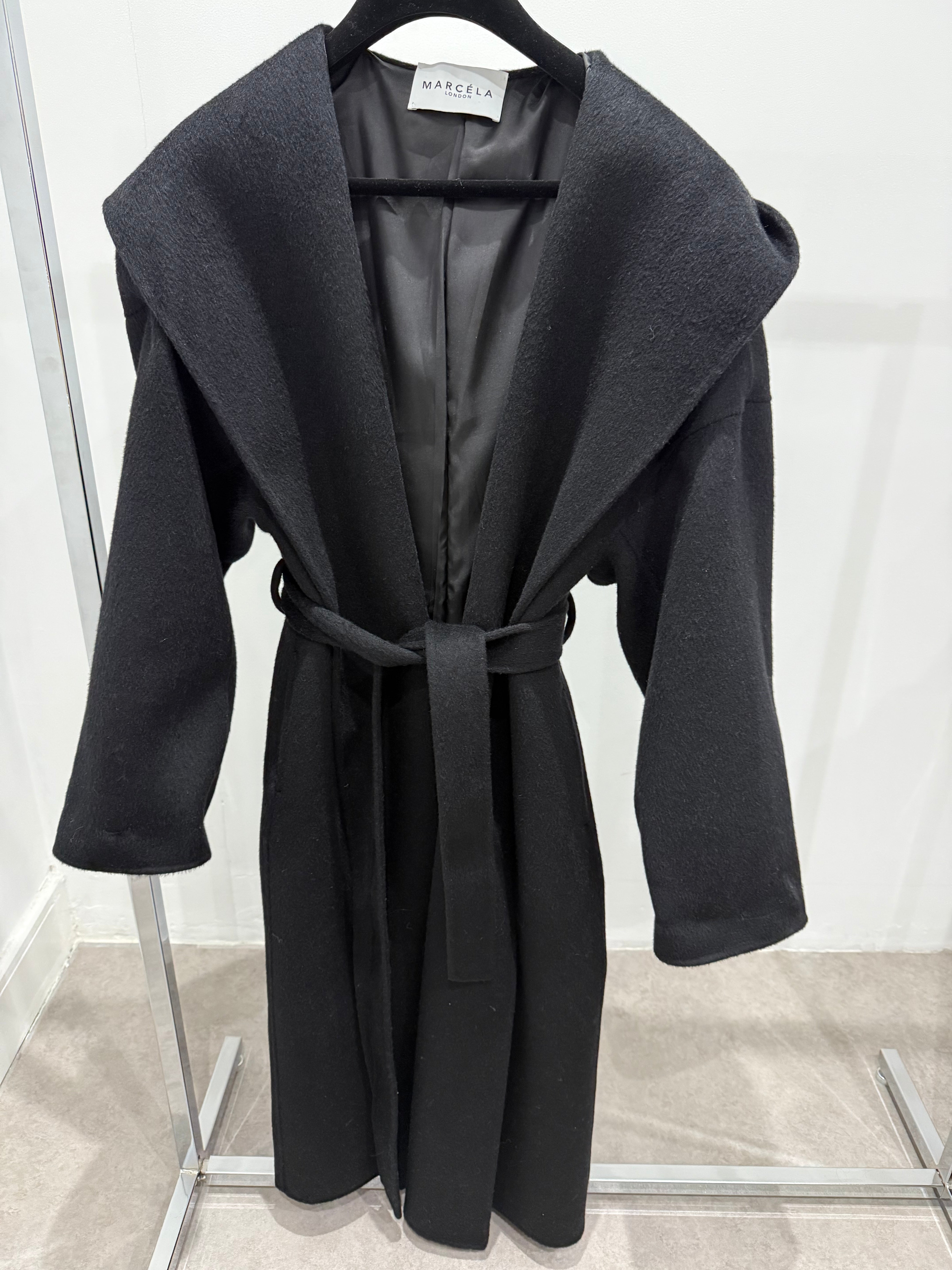 Hooded Wool Coat Black