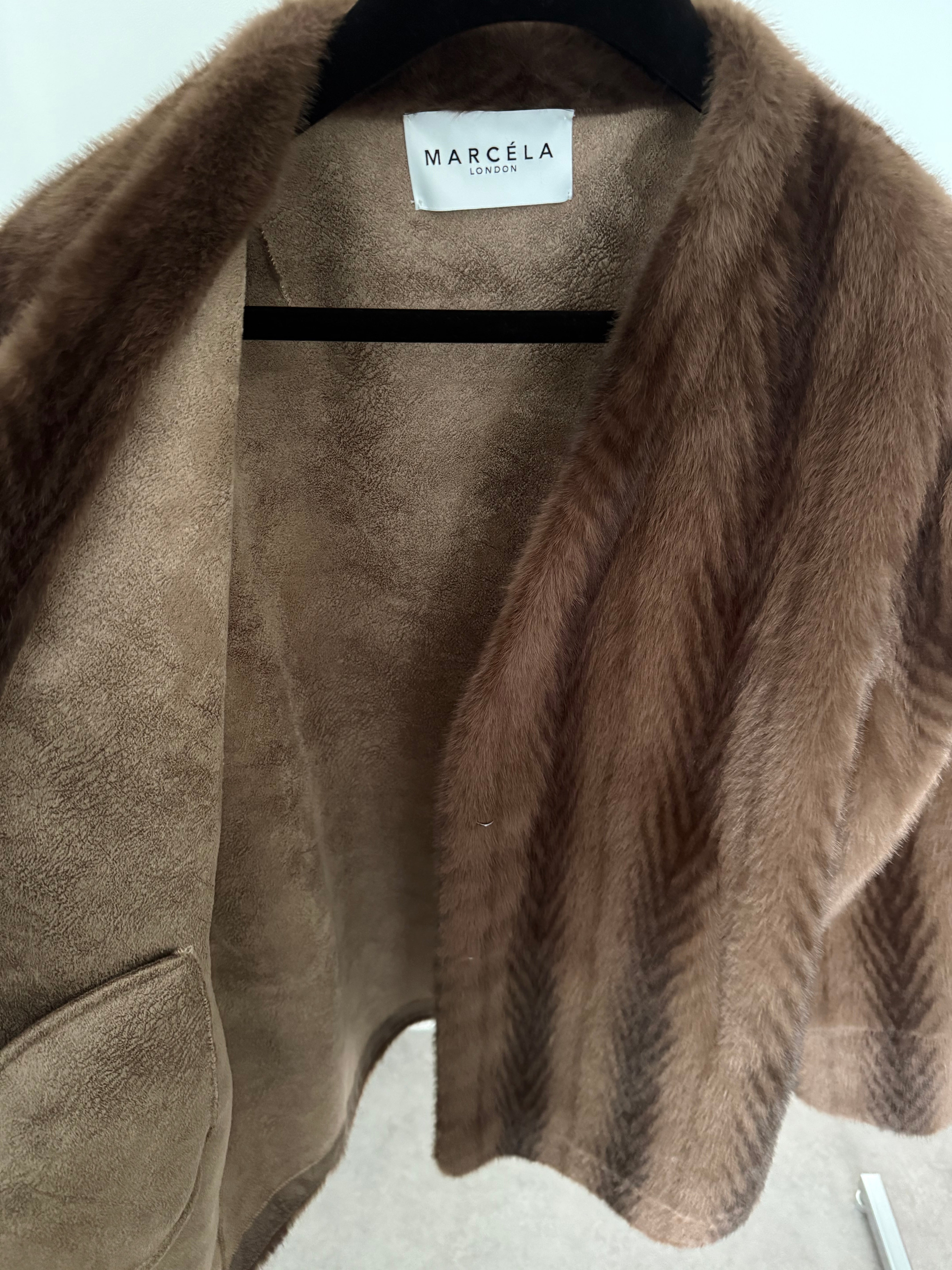 Chevron Faux Fur Coat Mink