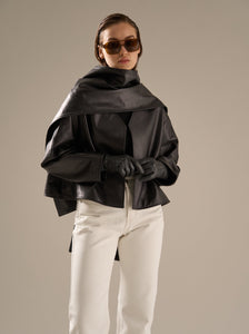 Tol Leather Jacket with Scarf