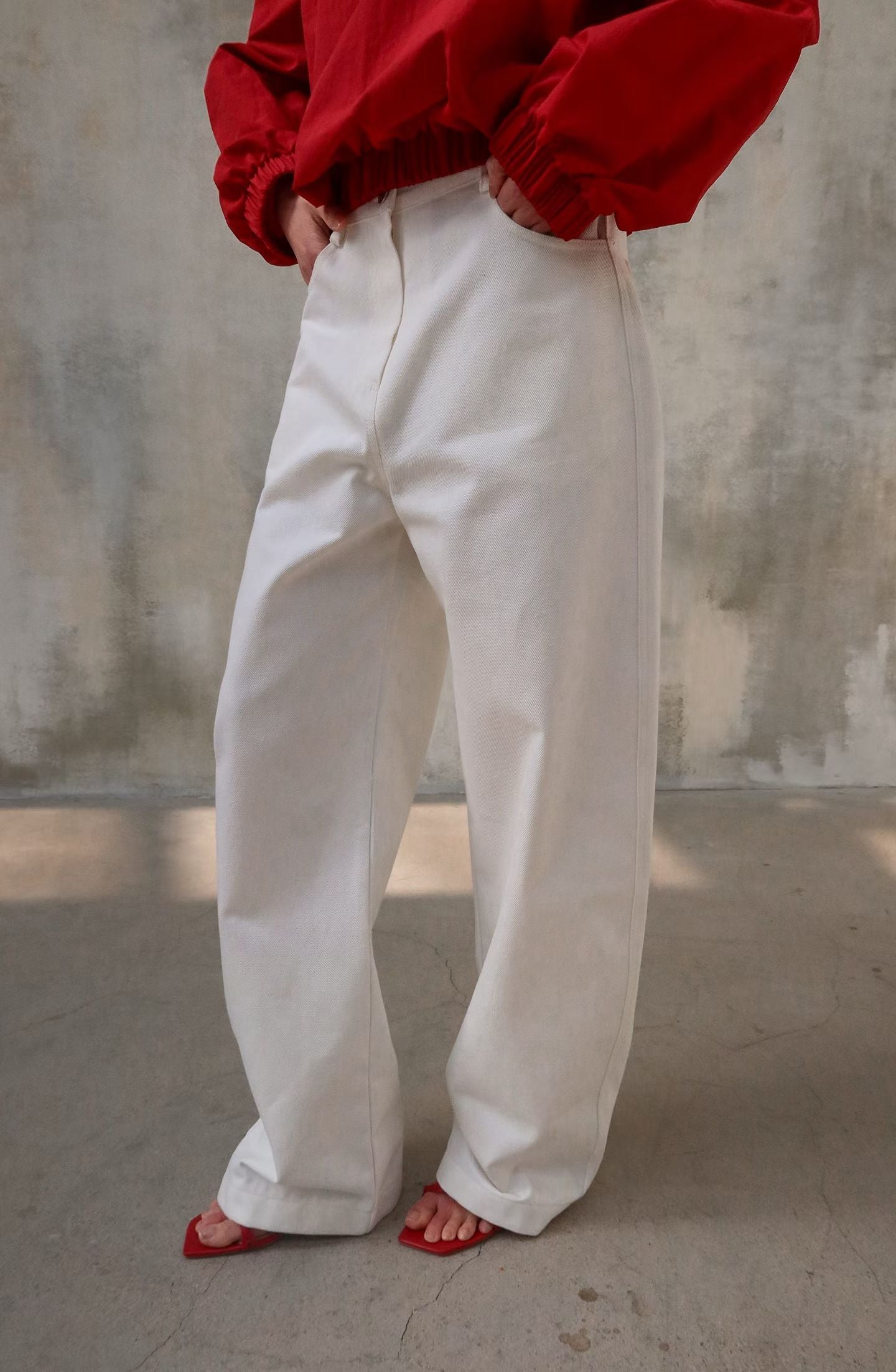 Nels Barrel Leg Jeans White