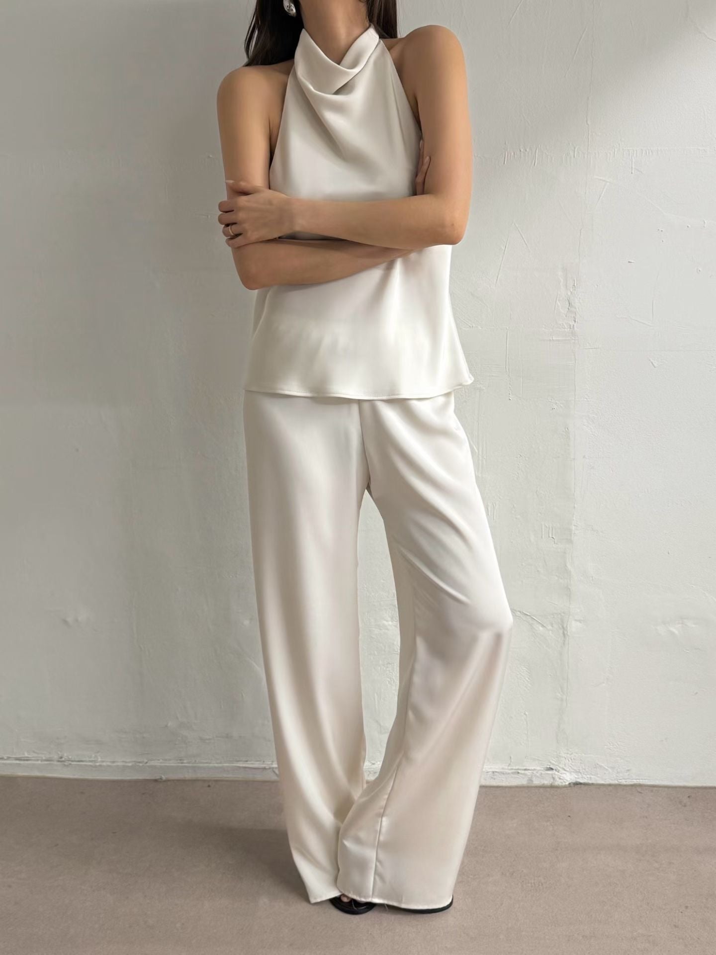Zax Silky Straight Leg Pants Pearl