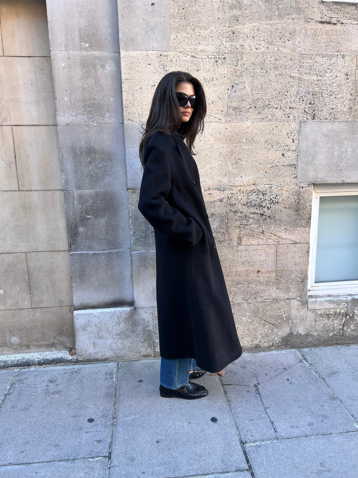 Claye Doublé Boyfriend Coat Onyx