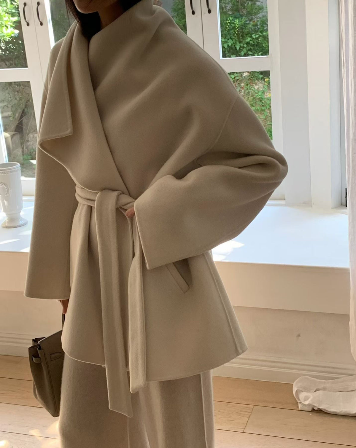 Leesa Cashmere Blend Wrap Jacket Chantilly