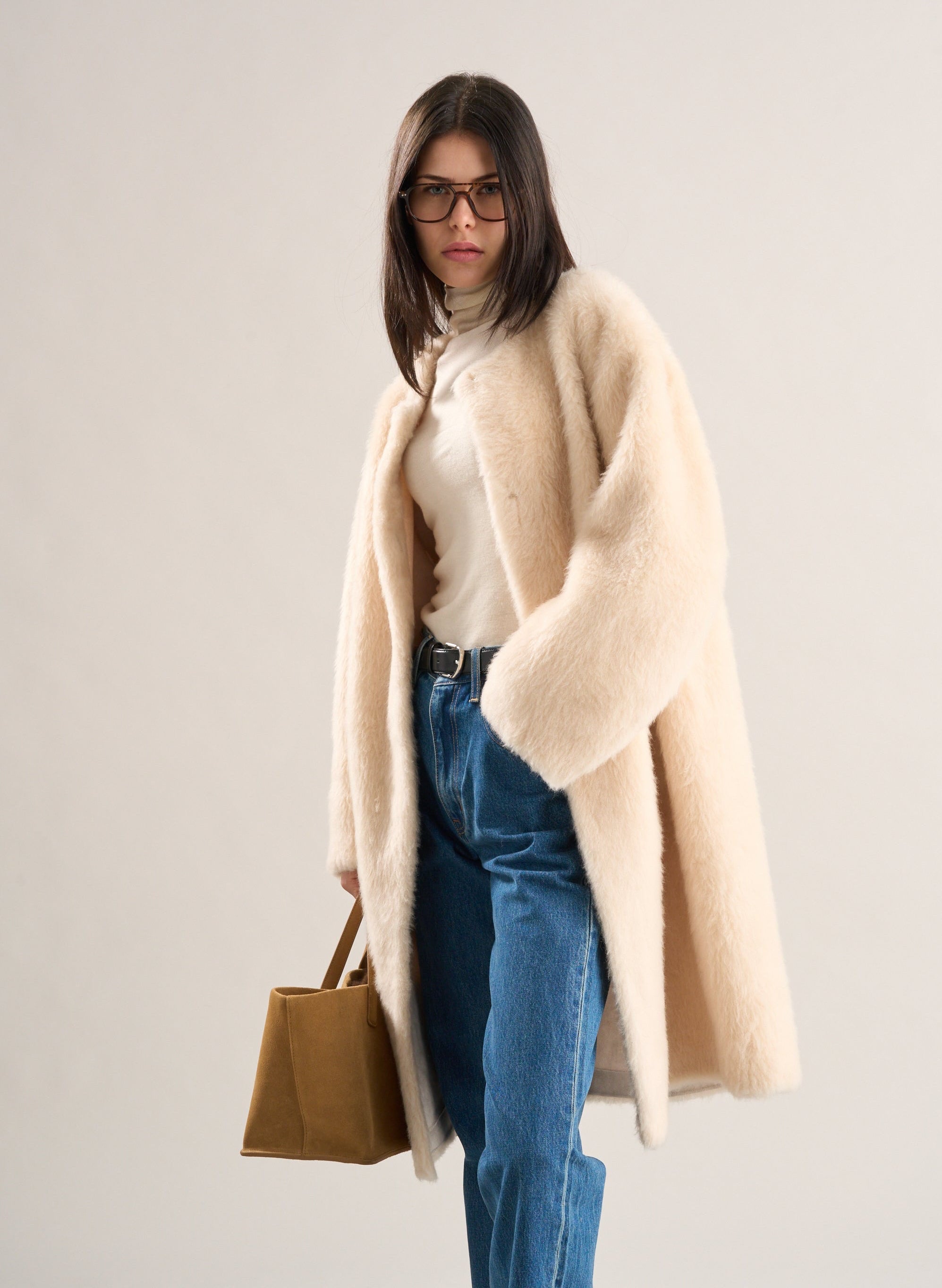 Nora Brushed Wool Coat Snow