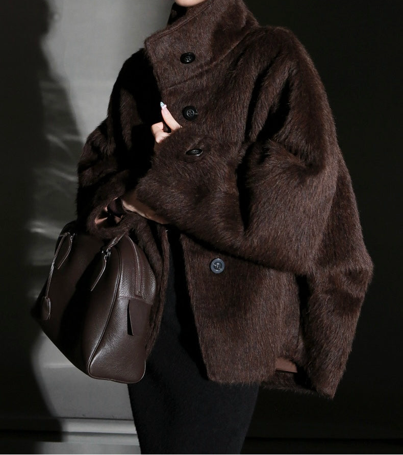 Ava Suri Alpaca Cape Jacket Truffle